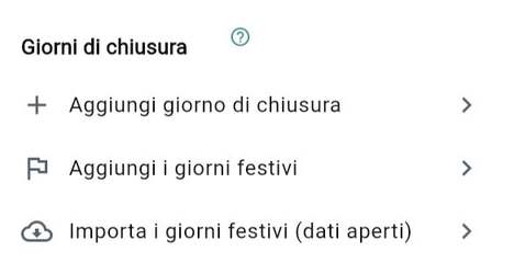 Giorni di chiusura