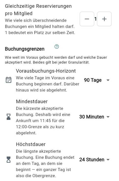 Buchungsgrenzen