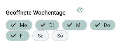 Geöffnete Wochentage
