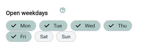 Open weekdays