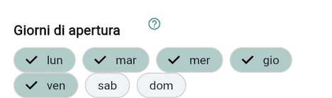 Giorni di apertura