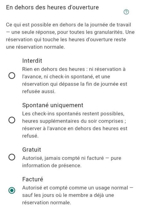 En dehors des heures d'ouverture