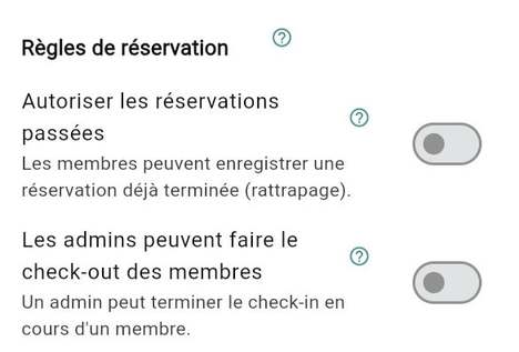 Règles de réservation