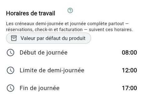 Horaires de travail