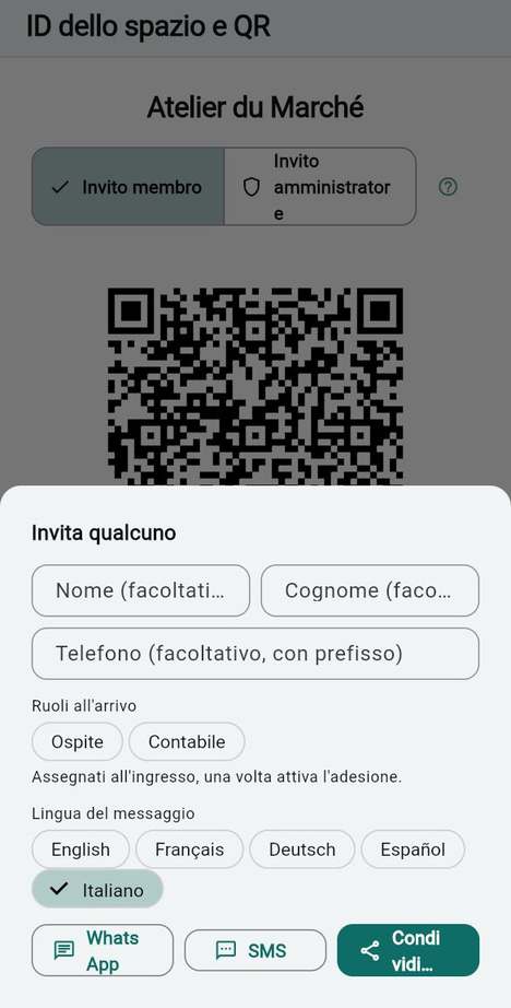 Invitare qualcuno con un messaggio