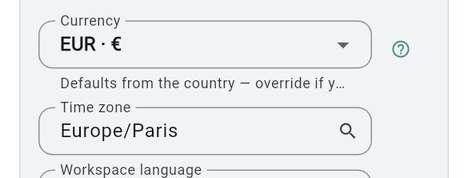 Currency and time zone