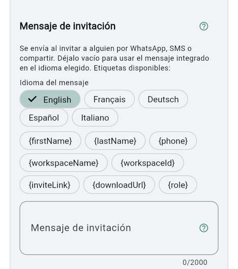Mensaje de invitación