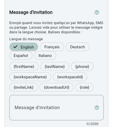 Message d'invitation