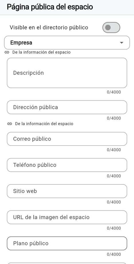 Página pública del espacio