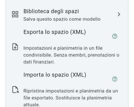 Esportare lo spazio (XML)